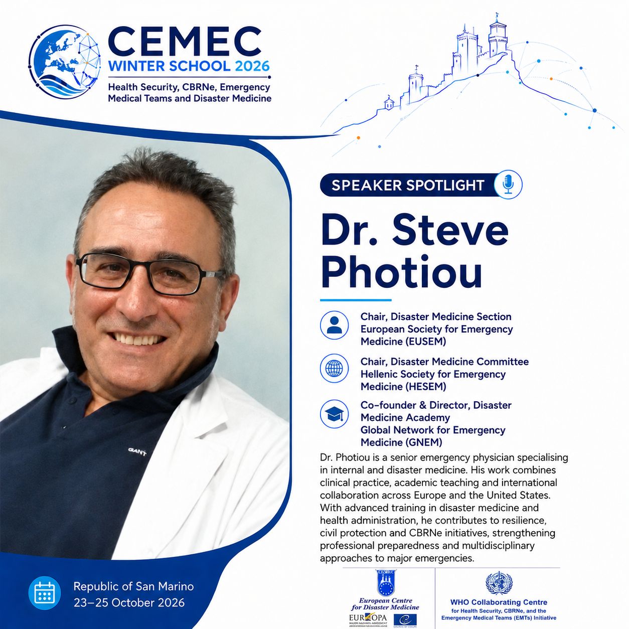 CEMEC Winter School 2026 – Dr. Steve Photiou